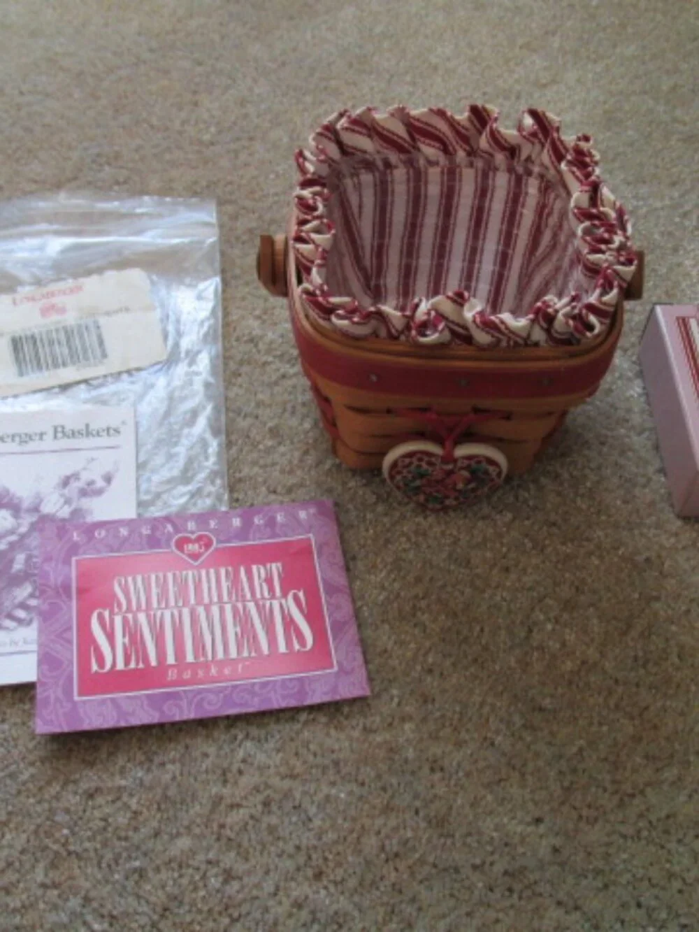 Longaberger 1995 Sweet Sentiment basket set plus extras